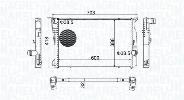 Радиатор двигателя BMW X3 F25 2.0/2.0D 09.10-08.17 MAGNETI MARELLI 350213209100 (фото 1)
