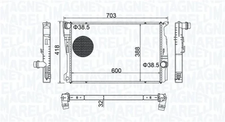 Радиатор двигателя BMW X3 F25 2.0/2.0D 09.10-08.17 MAGNETI MARELLI 350213209100