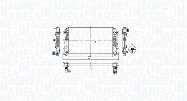 Радіатор двигуна MERCEDES SPRINTER 3,5-T (B906), SPRINTER 3,5-T (B907), SPRINTER 3,5-T (B907, B910), SPRINTER 3-T (B906), SPRINTER 3-T (B907), SPRINTER 3-T (B910, B907) 1.8-3.5 04.06-12.21 MAGNETI MARELLI 350213212600 (фото 1)