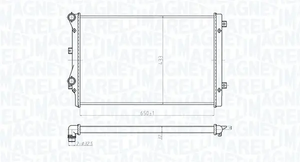 Радіатор двигуна AUDI A3, TT SEAT ALTEA, ALTEA XL, LEON, TOLEDO III SKODA OCTAVIA II, RAPID, SUPERB II, YETI VW BEETLE, CADDY ALLTRACK IV, CADDY ALLTRACK IV/MINIVAN 1.0-2.0D 02.03-09.20 MAGNETI MARELLI 350213852000 (фото 1)