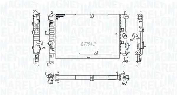 Радіатор двигуна (мкпп) OPEL MERIVA A 1.3D/1.7D 09.03-05.10 MAGNETI MARELLI 350213972000 (фото 1)