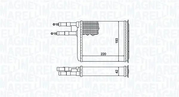 Радіатор пічки CITROEN JUMPER I FIAT DUCATO PEUGEOT BOXER 1.9D-2.8D 02.94-04.02 MAGNETI MARELLI 350218401000 (фото 1)