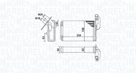 RENAULT радіатор опалення R19 I,II,Clio I, MAGNETI MARELLI 350218405000
