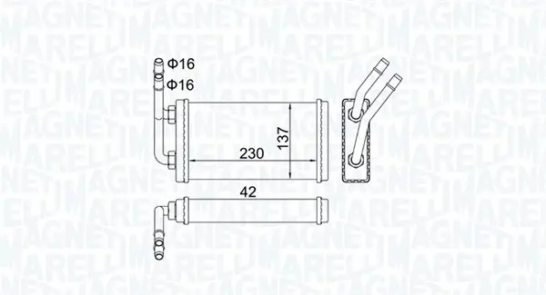 Радіатор пічки FORD TRANSIT, TRANSIT TOURNEO 2.0/2.4D/2.5D 06.94-12.00 MAGNETI MARELLI 350218406000 (фото 1)