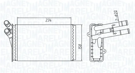 VW радіатор пічки Passat 96- AUDI 80/A4 MAGNETI MARELLI 350218409000