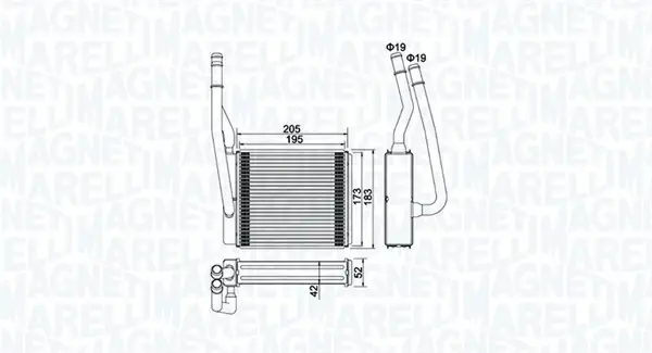 Радіатор пічки FORD TOURNEO CONNECT, TRANSIT CONNECT 1.8/1.8D 06.02-12.13 MAGNETI MARELLI 350218414000 (фото 1)