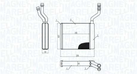 Радіатор пічки VOLVO C30, C70 II, S40 II, V50 FORD C-MAX, FOCUS C-MAX, FOCUS II, FOCUS II/KOMBI, KUGA I MAZDA 3, 5 1.3-Electric 10.03-06.13 MAGNETI MARELLI 350218425000