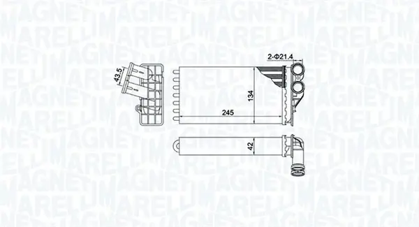 Радіатор пічки CITROEN C4, C4 I PEUGEOT 307 1.4-2.0D 08.00-04.12 MAGNETI MARELLI 350218430000 (фото 1)