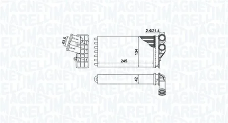Радіатор пічки CITROEN C4, C4 I PEUGEOT 307 1.4-2.0D 08.00-04.12 MAGNETI MARELLI 350218430000