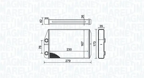 Радіатор пічки CITROEN JUMPER III FIAT DUCATO OPEL MOVANO C PEUGEOT BOXER 2.0D-Electric 04.06- MAGNETI MARELLI 350218443000 (фото 1)