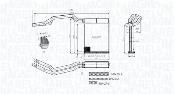 Magneti Marelli Теплообмінник, система опалення салону MAGNETI MARELLI 350218453000 (фото 1)