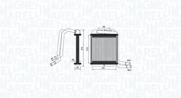 VW радіатор опалення Multivan,T5 03- MAGNETI MARELLI 350218458000 (фото 1)