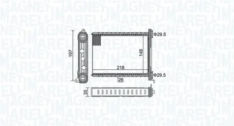 Радіатор пічки RENAULT GRAND SCENIC III, MEGANE, MEGANE III, MODUS, SCENIC III, TRAFIC III 1.2-2.0D 05.08- MAGNETI MARELLI 350218464000