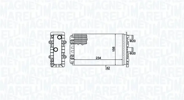 Радіатор пічки VW TRANSPORTER T4 1.8-2.8 07.90-06.03 MAGNETI MARELLI 350218475000 (фото 1)