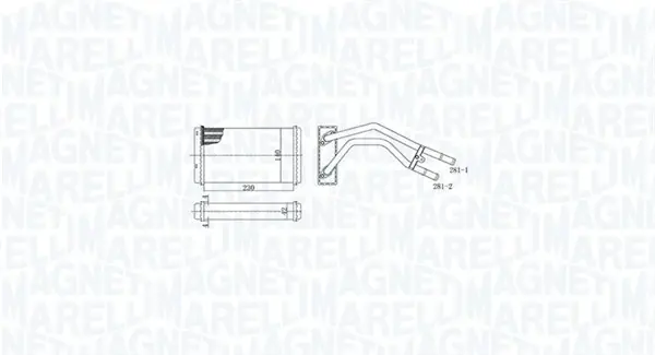 FORD радатор опалення з кондицонером Transit 94- MAGNETI MARELLI 350218477000 (фото 1)