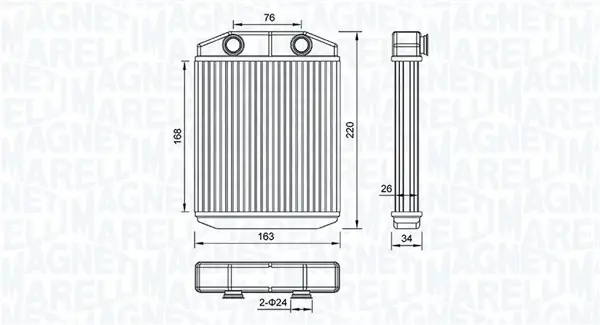 Magneti Marelli Теплообмінник, система опалення салону MAGNETI MARELLI 350218516000 (фото 1)