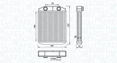 Magneti Marelli Теплообмінник, система опалення салону MAGNETI MARELLI 350218516000