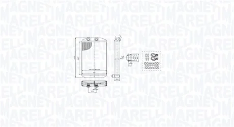 Радіатор пічки MERCEDES CITAN MIXTO (DOUBLE CABIN), CITAN (MPV), CITAN/MINIVAN (W415) NISSAN INTERSTAR, NV250, NV400 OPEL MOVANO B RENAULT KANGOO, KANGOO BE BOP 1.2-Electric 01.02- MAGNETI MARELLI 350218519000