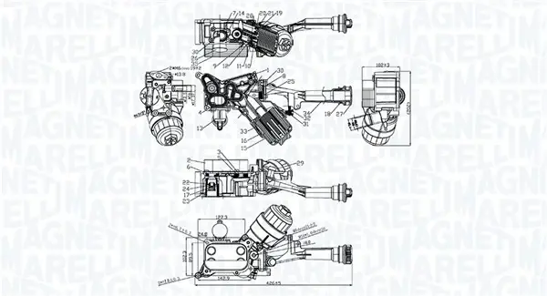 FIAT Оливний радіатор (з корпусом) 500 1.3 09-, DOBLO 1.3, 1.4 10-, LANCIA, OPEL, VAUXHALL MAGNETI MARELLI 350300006500 (фото 1)