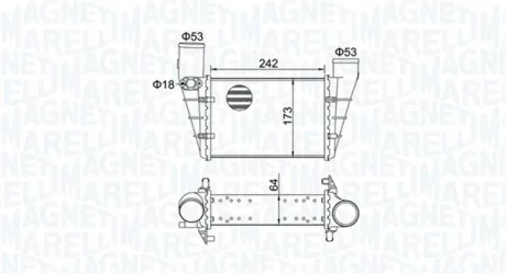 Інтеркулер AUDI A4 B5, A6 C5 VW PASSAT B3/B4, PASSAT B5, PASSAT B5.5 1.8-2.8 10.93-05.05 MAGNETI MARELLI 351319204070