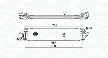 Інтеркулер VOLVO S60 II, S80 II, V60 I, V70 III FORD C-MAX, C-MAX II, FOCUS C-MAX, FOCUS II, FOCUS III, GALAXY II, GALAXY MK II, GRAND C-MAX, KUGA I, KUGA II, MONDEO IV 1.6-2.5ALK 10.03-12.19 MAGNETI MARELLI 351319204270