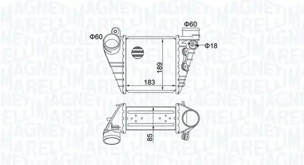 AUDI Інтеркулер A3, Golf, Skoda Octavia 1.8T/1.9TDI 96- MAGNETI MARELLI 351319204830 (фото 1)