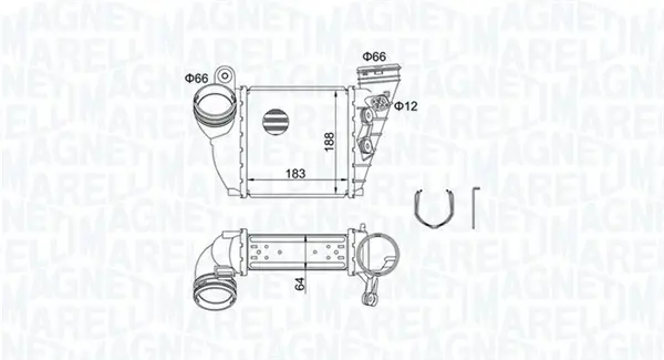 VW інтеркулер Audi A3,Golf IV,Skoda Octavia II 1.9TDI MAGNETI MARELLI 351319204870 (фото 1)