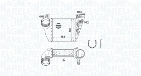 VW інтеркулер Audi A3,Golf IV,Skoda Octavia II 1.9TDI MAGNETI MARELLI 351319204870