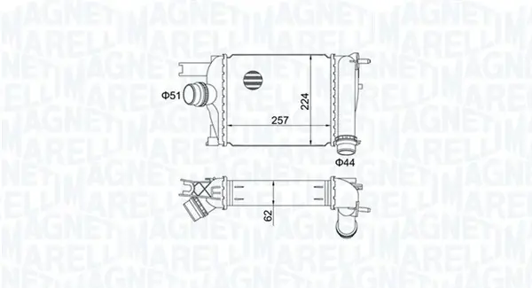 Інтеркулер DACIA DOKKER, DUSTER, LODGY, LOGAN II, LOGAN MCV II, SANDERO II RENAULT ARKANA I, CAPTUR I, CLIO IV, DUSTER, LODGY, LOGAN I, LOGAN/STEPWAY II, SANDERO/STEPWAY II 0.9-1.6LPG 02.08- MAGNETI MARELLI 351319205170 (фото 1)