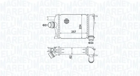 Інтеркулер DACIA DOKKER, DUSTER, LODGY, LOGAN II, LOGAN MCV II, SANDERO II RENAULT ARKANA I, CAPTUR I, CLIO IV, DUSTER, LODGY, LOGAN I, LOGAN/STEPWAY II, SANDERO/STEPWAY II 0.9-1.6LPG 02.08- MAGNETI MARELLI 351319205170