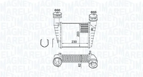 Інтеркулер SKODA SUPERB I VW PASSAT B5, PASSAT B5.5 1.9D/2.0D 02.00-03.08 MAGNETI MARELLI 351319205210