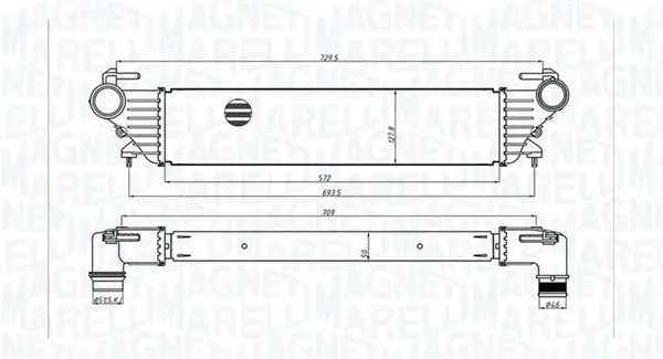 FIAT Інтеркулер 500L 0.9, 1.3, 1.4 12-, TIPO 1.3, 1.4 16- MAGNETI MARELLI 351319205530 (фото 1)