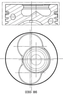 Поршень з кільцями VAG 79.51 1.9TDI AXC/AXB/ASZ/ARL T5 03- (CYL 1-2) TRAPEZ (вир-во Mahle) MAHLE / KNECHT 030 86 00