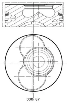 Поршень з кільцями VAG 80.00 1.9TDI AXC/AXB/ASZ/ARL T5 03- (CYL 3-4) TRAPEZ (вир-во Mahle) MAHLE / KNECHT 030 87 02