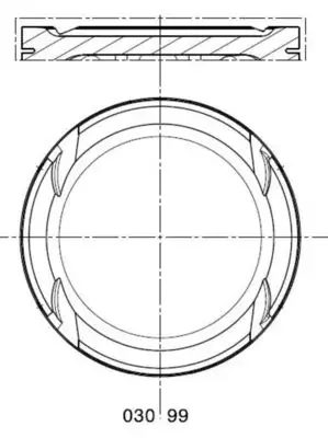 Поршень з кільцями VAG 77,01 1,6i 16V ATN/AUS/AZD (вир-во Mahle) MAHLE / KNECHT 030 99 02 (фото 1)