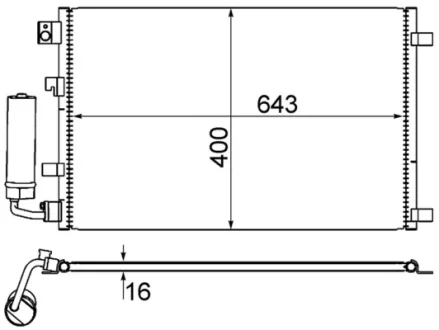 Радіатор кондиціонера Qashqai 1.6-2.0 07-13 MAHLE / KNECHT AC 604 001S