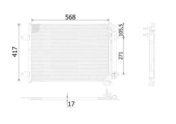 Радіатор кондиціонера VW CC/Passat 1.4-3.6 07-16 (417x568x17) MAHLE MAHLE / KNECHT AC 734 000S (фото 1)