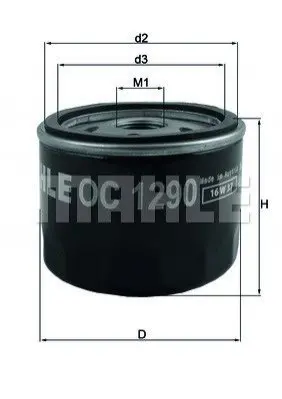 ФІЛЬТР МАСЛ. MAHLE / KNECHT OC1290 (фото 1)