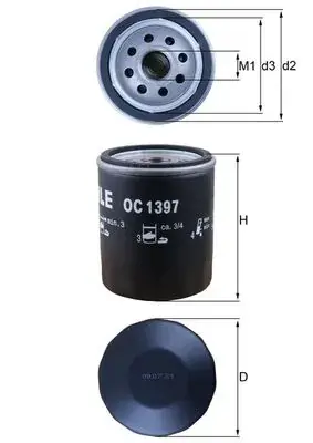 Фільтр масляний Mahle Citroen, Fiat, Jeep, Peugeot "15>> MAHLE / KNECHT OC 1397 (фото 1)
