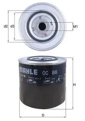 A_Фільтр масляний Mahle Fiat MAHLE / KNECHT OC86 (фото 1)