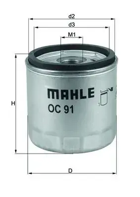 Фільтр оливний MAHLE / KNECHT OC91D1 (фото 1)