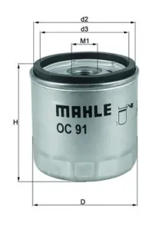 Фильтр масляный MAHLE / KNECHT OC91D1