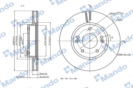 Диск тормозной MANDO MBC030262
