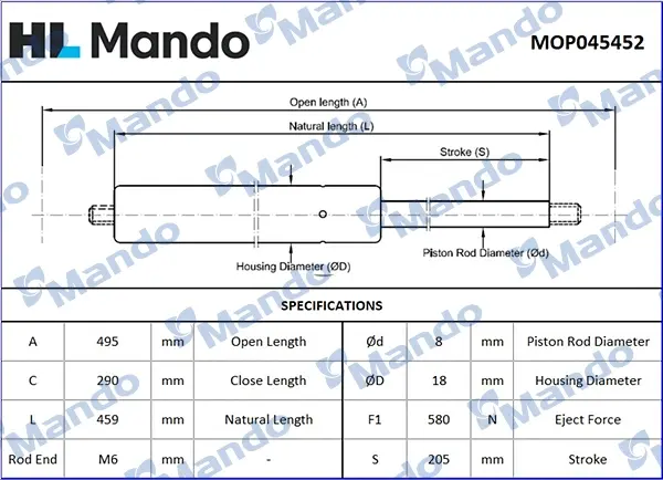 Амортизатор багажника MANDO MOP045452 (фото 1)