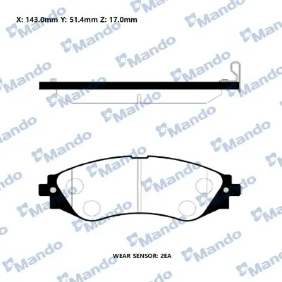 Колодки гальм. диск. CHEVROLET LACETTI передн. (вир-во Mando) MANDO RMPD19NS (фото 1)
