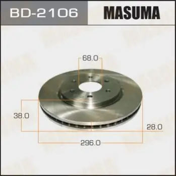 Диск гальмівний передній (кратно 2) Nissan Navara, Pathfinder (05-15) (BD-2106) MASUMA BD2106 (фото 1)