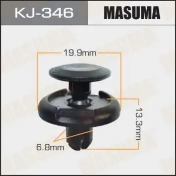 Клипса, пистон, андапка чёрная O6.8 O20 H13 крепления подкрылка, накладки Toyota Nissan Suzuki Honda Mitsubishi Fiat Mercedes Peugeot Renault Citroen MASUMA KJ-346 (фото 1)