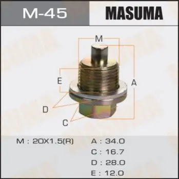 Пробка зливна піддону (з шайбою 20х1.5mm) Honda (M-45) MASUMA M45 (фото 1)
