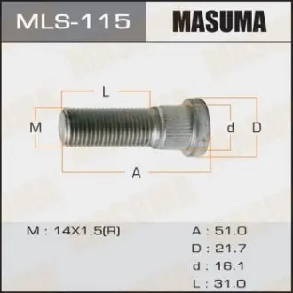 Шпилька колеса OEM 90942-02077 ToyotaTOYOTA LAND_CRUISER 200  MASUMA MLS115