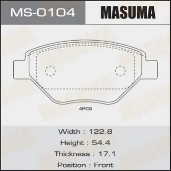 Колодки гальмівні (MS-0104) MASUMA MS0104 (фото 1)